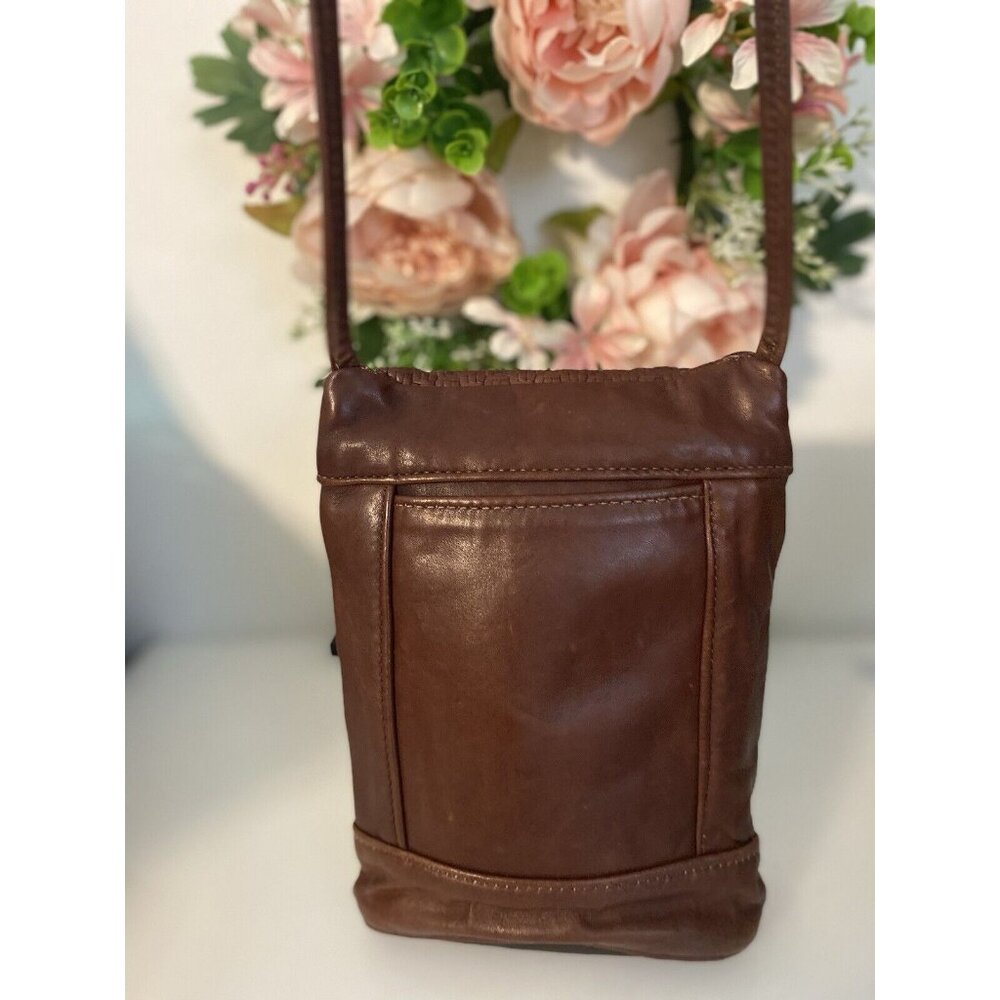 Vintage Brown Tooled Leather Cross Body Purse Handbag Shoulder Bag Tassel 9"x6" - Picture 2 of 16